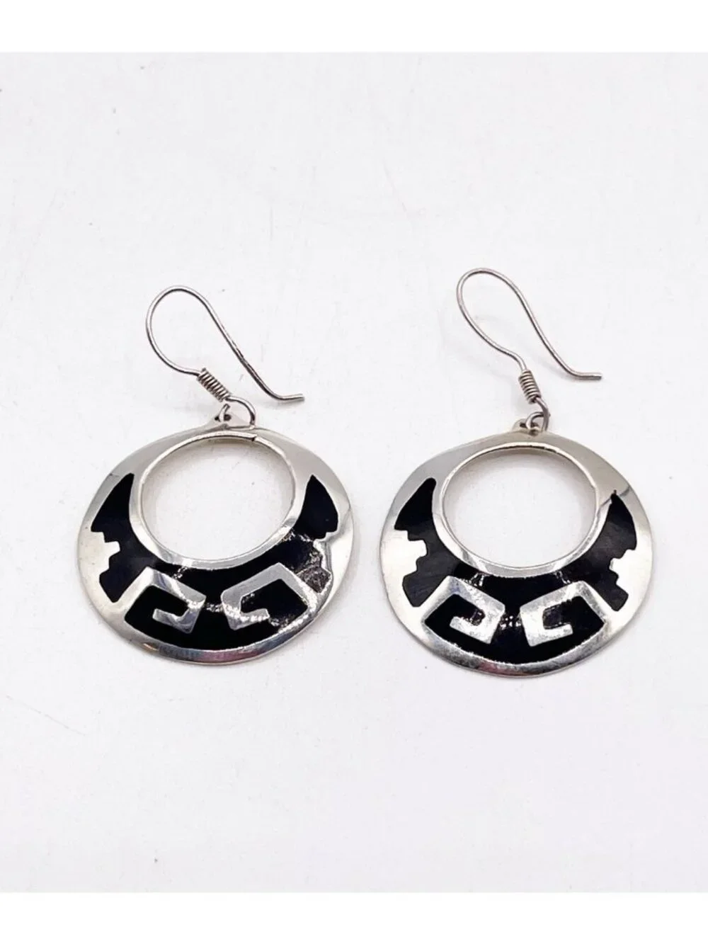 Vintage Taxco T8-55 Mexico 925 Sterling Silver 1 1/4” Dangle/Drop Earrings